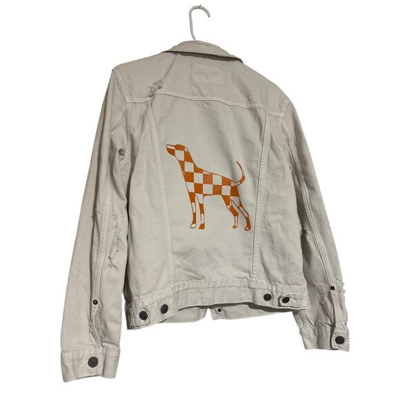 American Eagle White Denim Jean Jacket, UT VOLS Themed - Size M - Customizable! - Picture 2 of 3